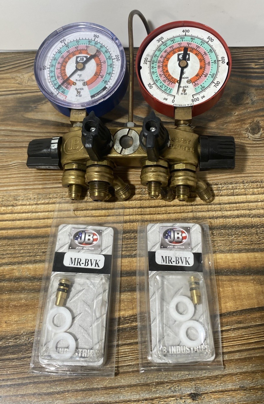 JB Industries Revolver 26625 4-Valve Manifold Gauge Set w/ Ball Valve Repair Kit