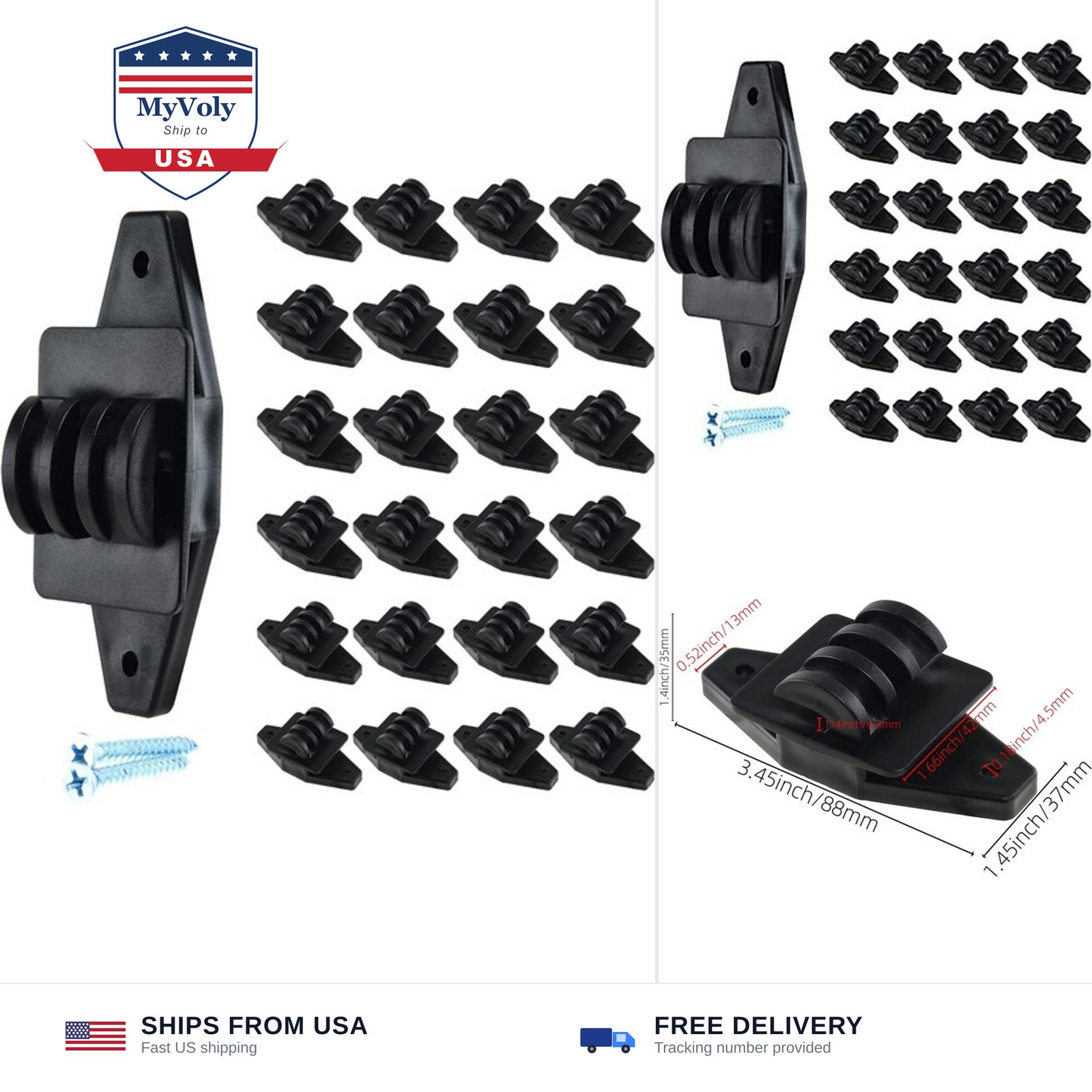 Electric Fence Wood Post Claw Insulators, Black, 25Pcs | Nail on Insulator, F...