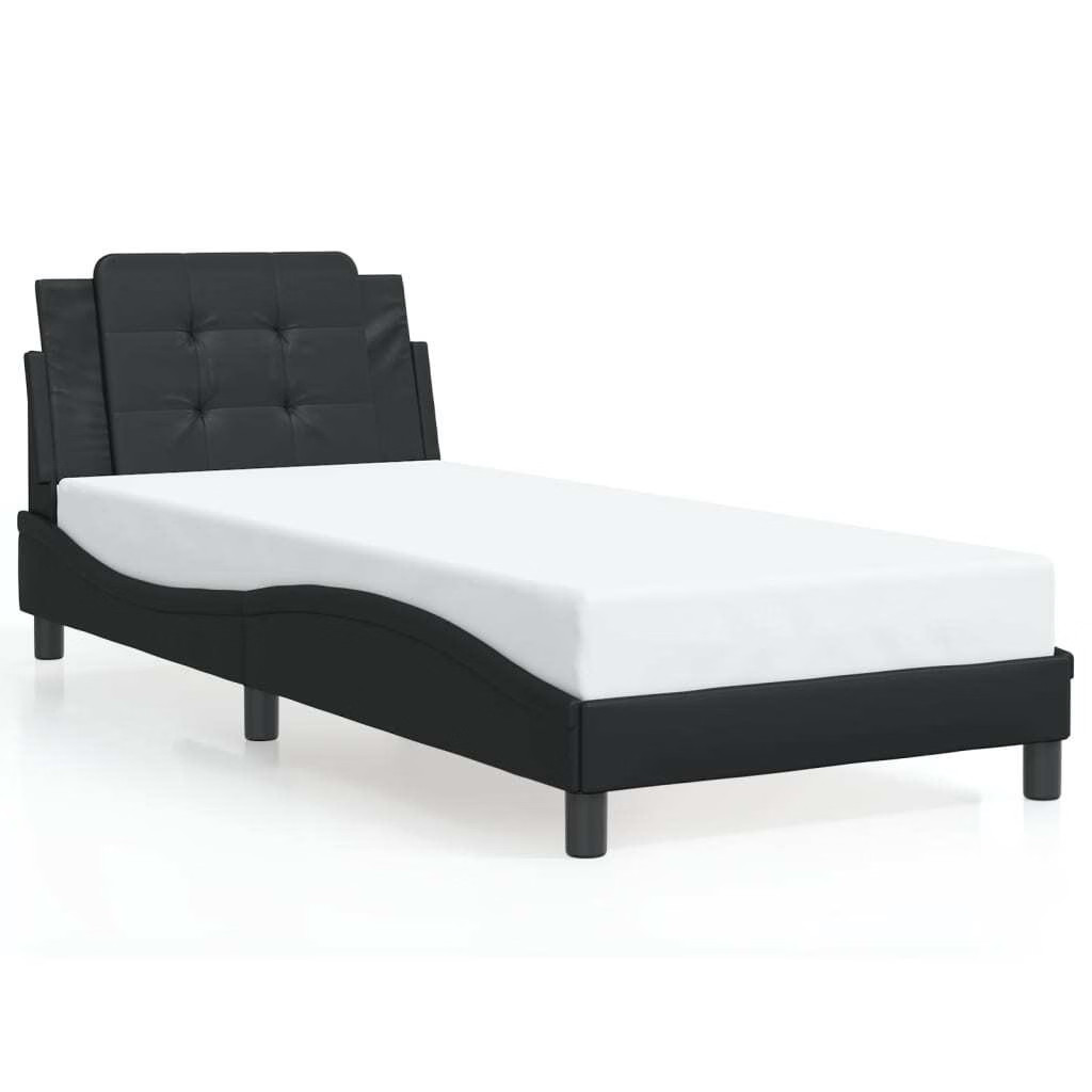 Bed Frame without Mattress "Zadar" Black 39.4"x74.8" Faux Leather