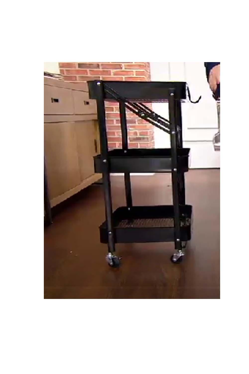 Tidy & Co. Collapsible 3-Tier Rolling Cart Black