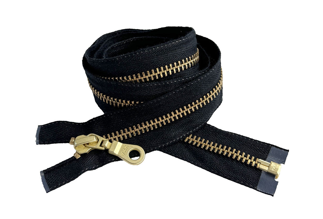 YKK#5 4" - 36" Brass Nomex Fire Retardant Separating (Jacket) Zipper -BLACK Tape