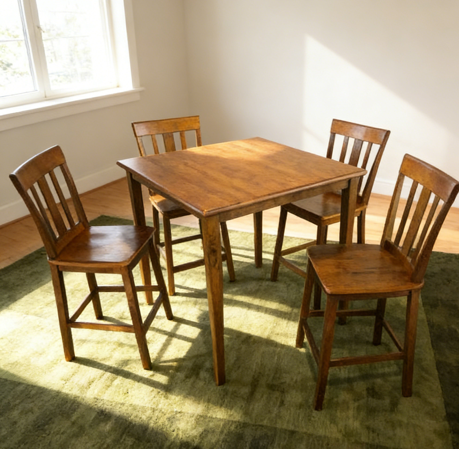 NEW 5 Piece Counter Height Dining Set, Solid Wood Cherry Kitchen Table 4 Chairs