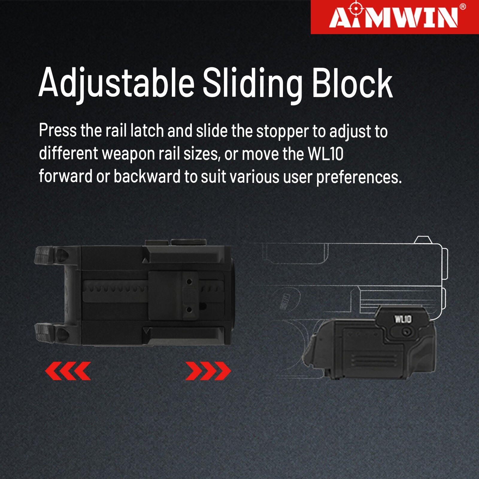AIMWIN WL10 Tactical Weapon Light 900 Lumens Compact Rail Mounted for Glock 1913