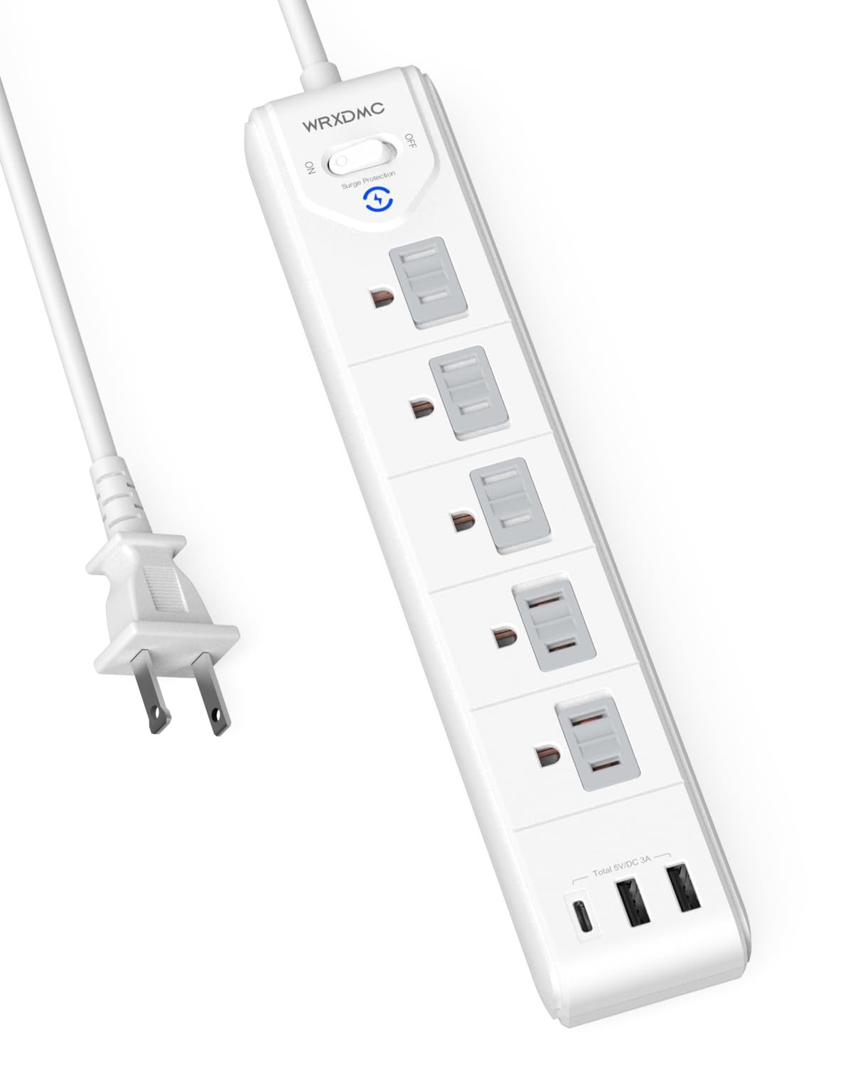 2 Prong Power Strip, 2 Prong to 3 Prong Outlet Adapter, 5Ft Extension Cord with