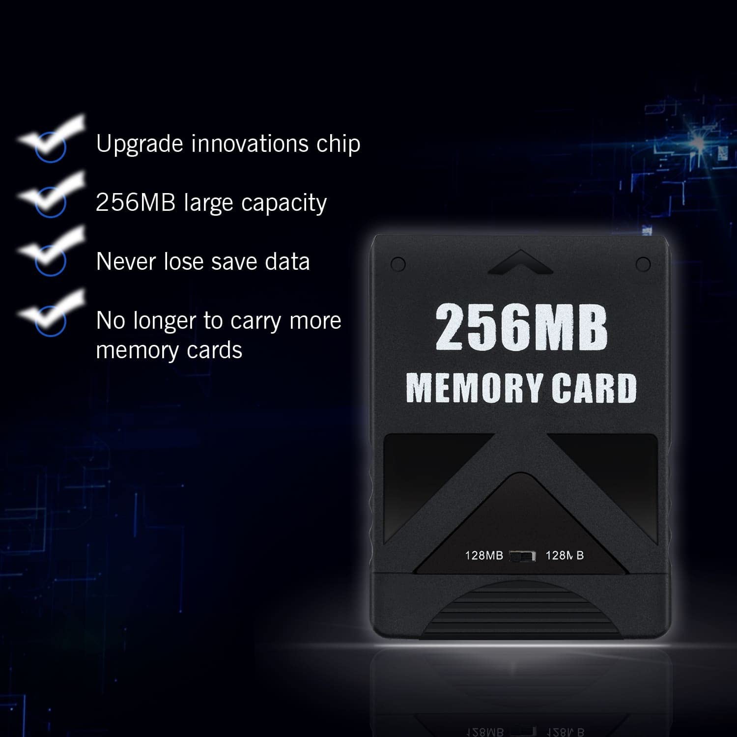 Mcbazel 256MB Memory Card for PlayStation 2, High Speed Game Black