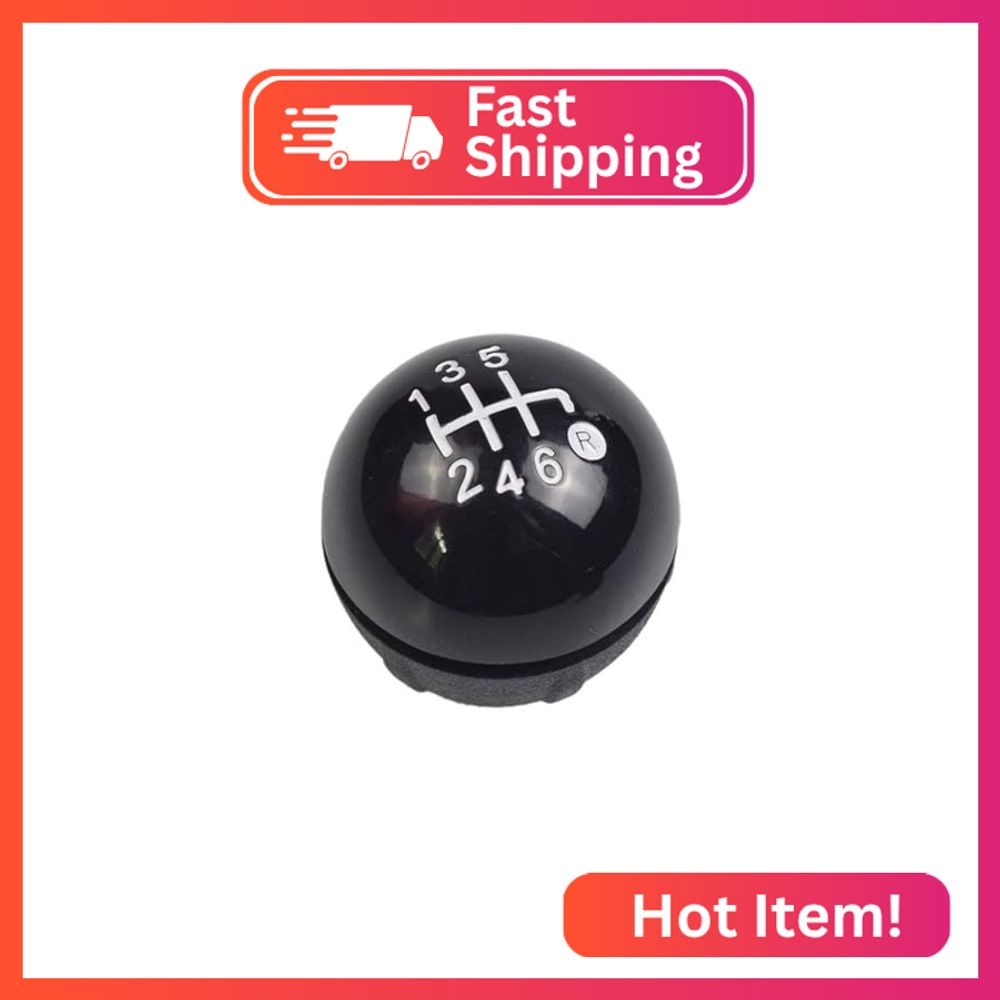 Hacreyatu 5/6 Speed Gear Shift Knob Sitck Head Leather Gloss Black Cap Replaceme