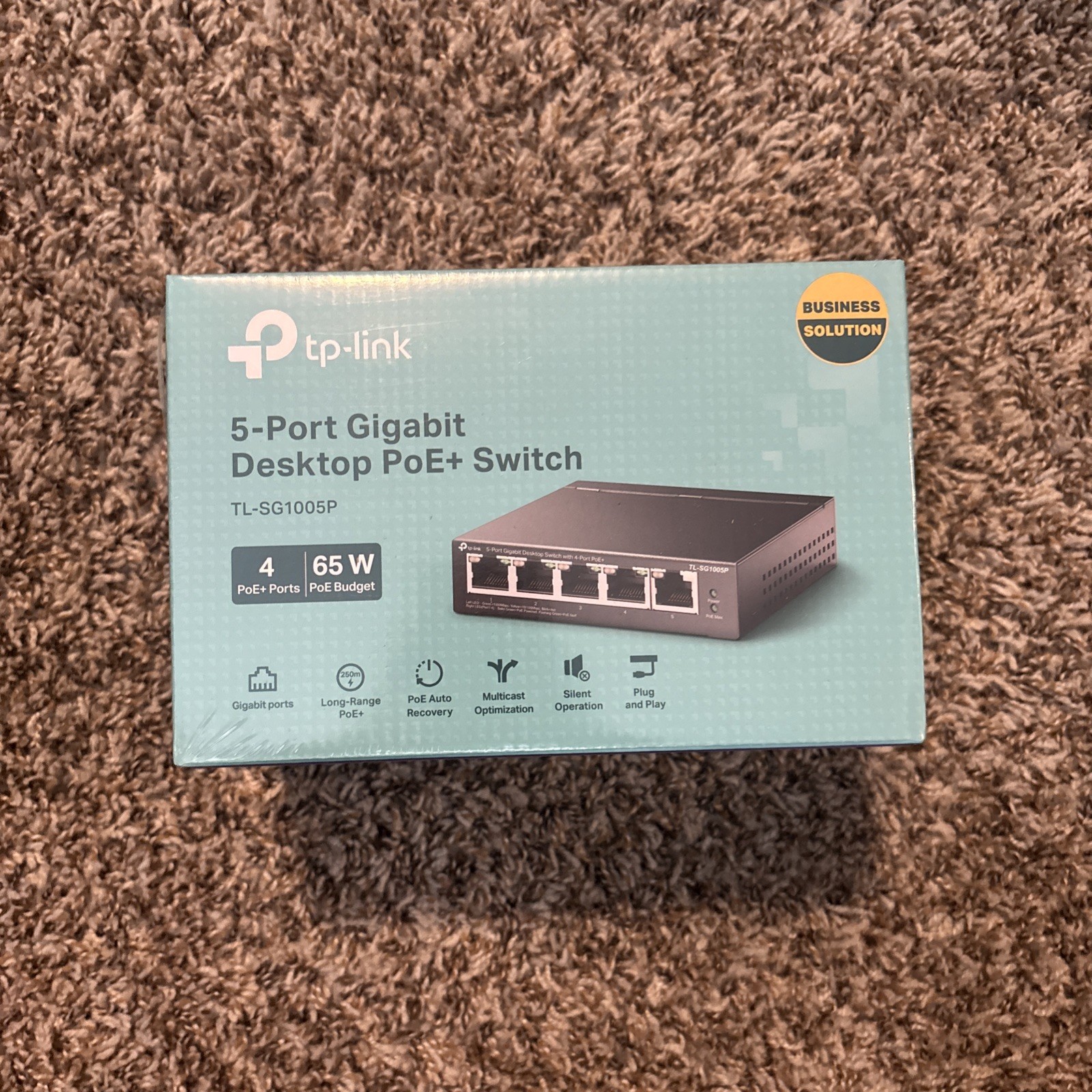 TP-Link TL-SG1005P 5 Port Gigabit Desktop Switch Black 65W Fanless w/ PoE+ Port