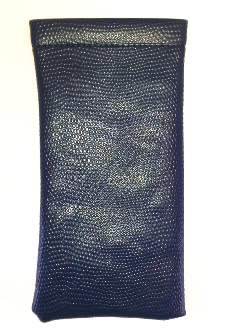 Soft Spring Top Eyeglass Case Squeeze Snap Closure Snakeskin Colors Synt.Leather