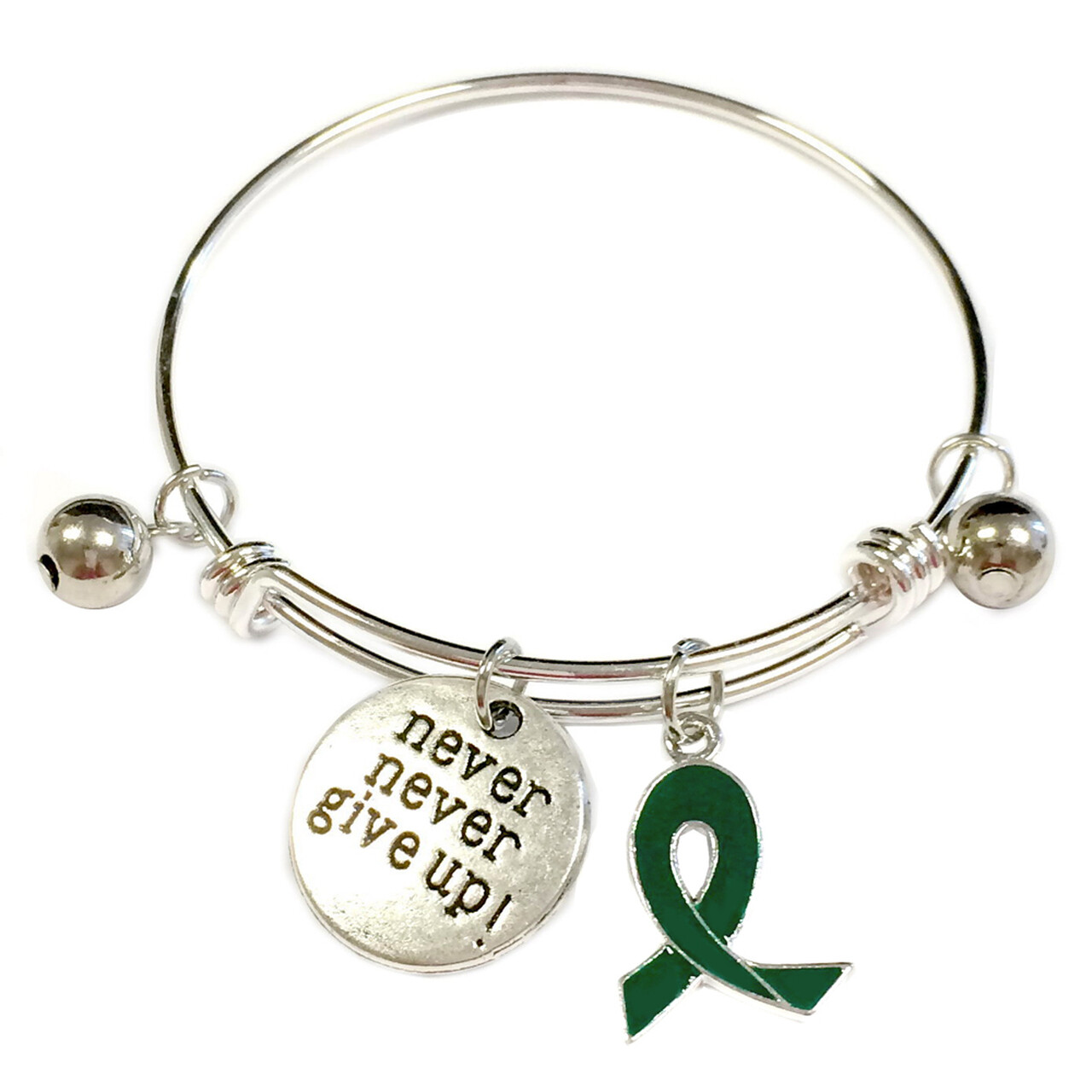 Ribbon Awareness Bangle Liver Cancer Awareness Charm Expandable Bangle Green