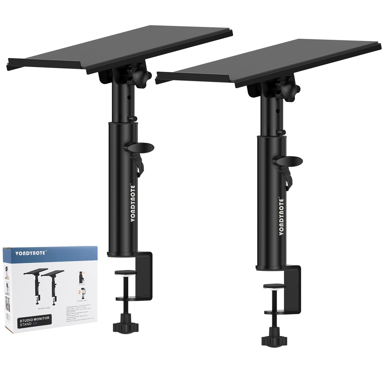 Studio Monitor Stands Pair Heavy Duty Desk Clamp Speaker Stands with Adjustab...