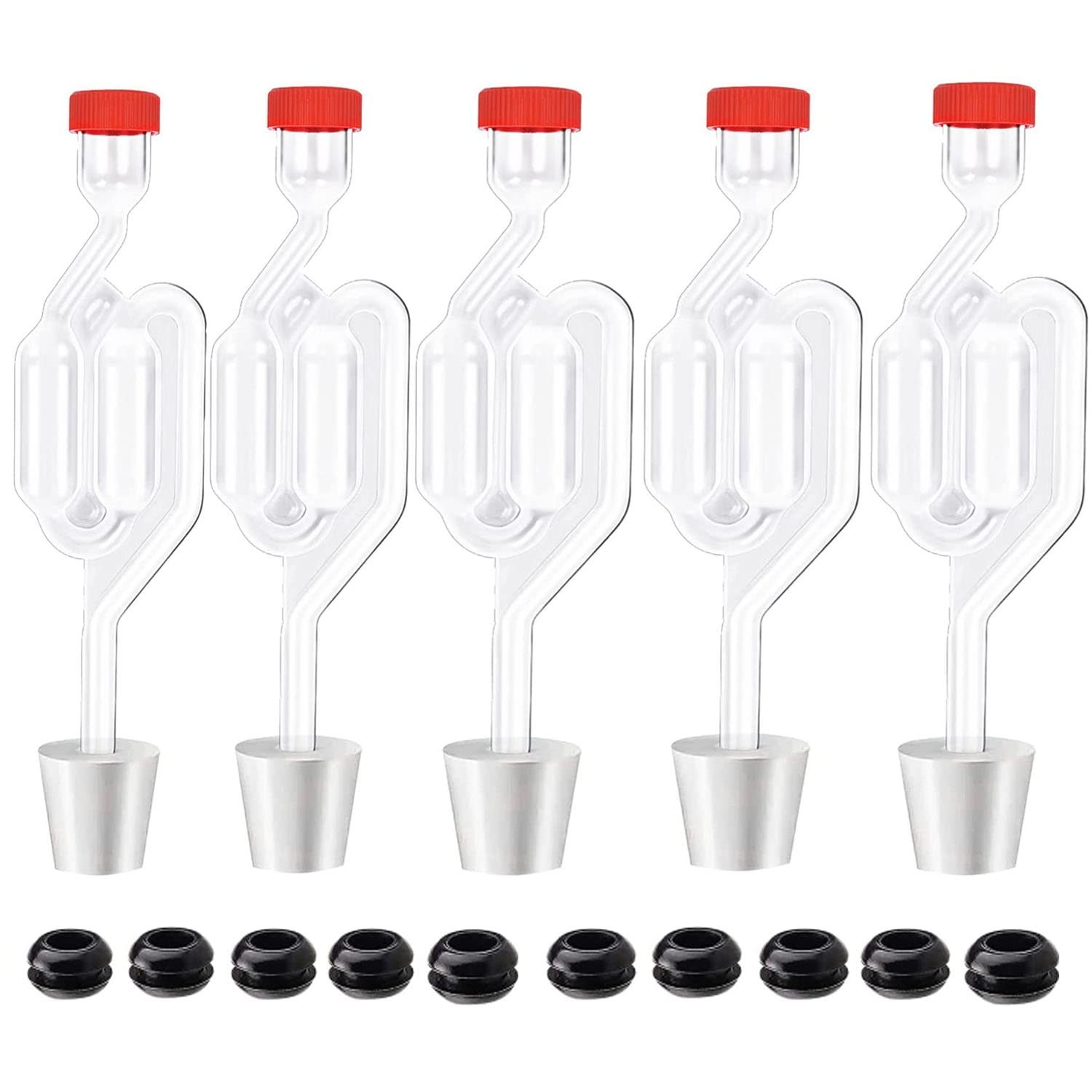 Zazolyne 5ct. S - 5pcs Airlock+5pcs Stoppers+10pcs Grommets, Transparent