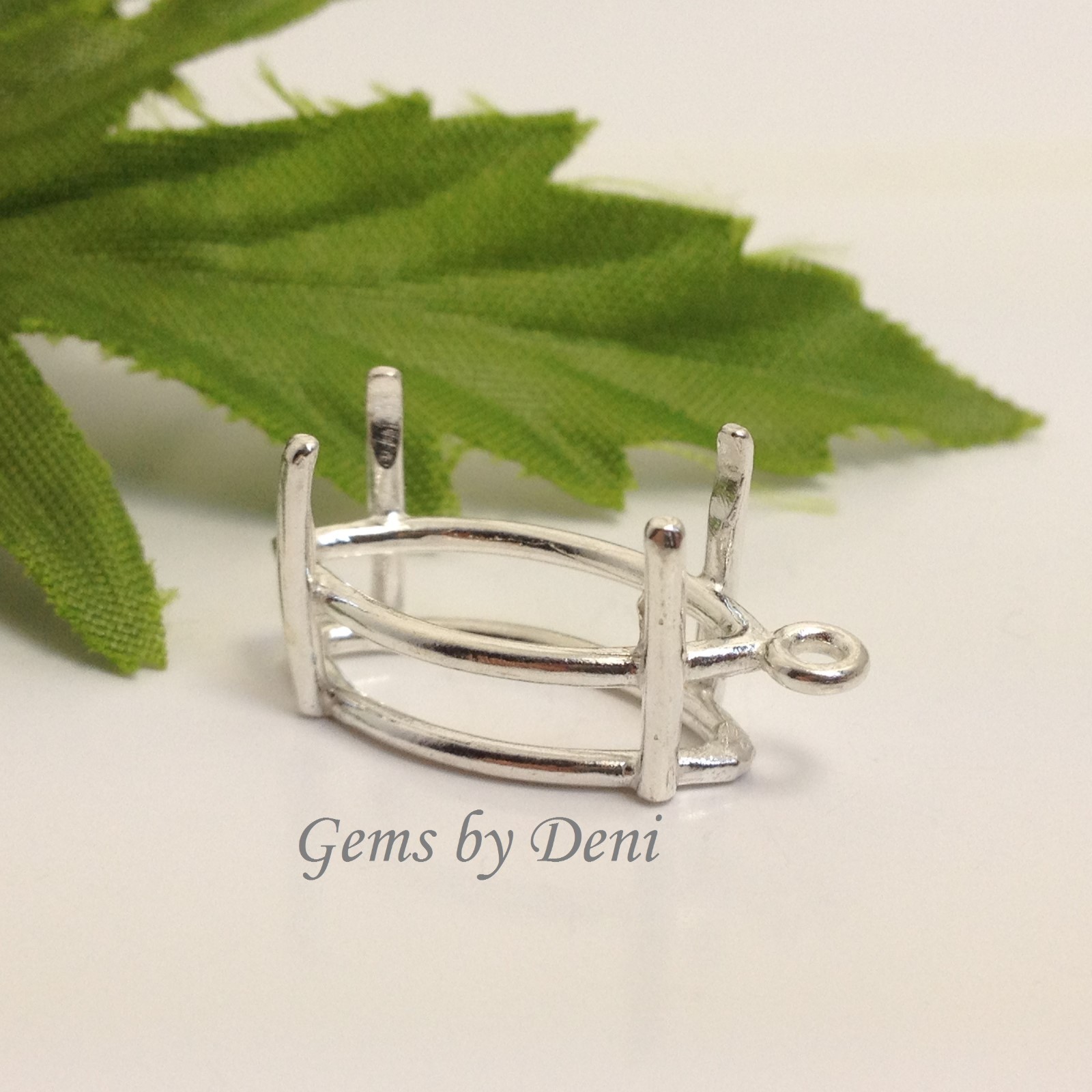 Sterling Silver Marquise Pre-Notched Dangle Pendant Setting (8x4mm-20x10mm).