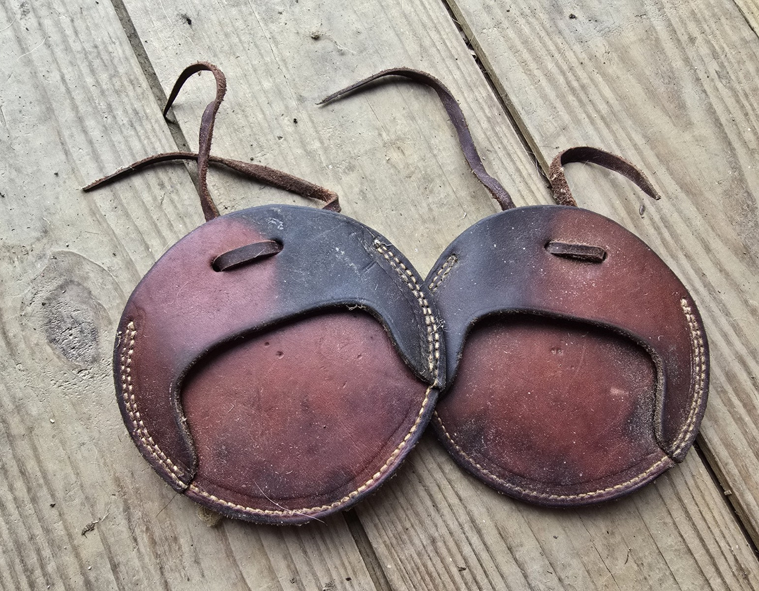 Colorado Saddlery Brown Leather/ Sheepskin-Lined Cinch Buckle Protectors