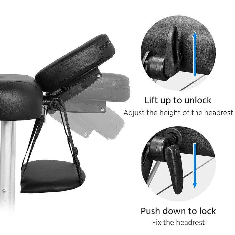 Portable Foldable Massage Bed Adjustable Height Spa Table W/ Headrest Armrests