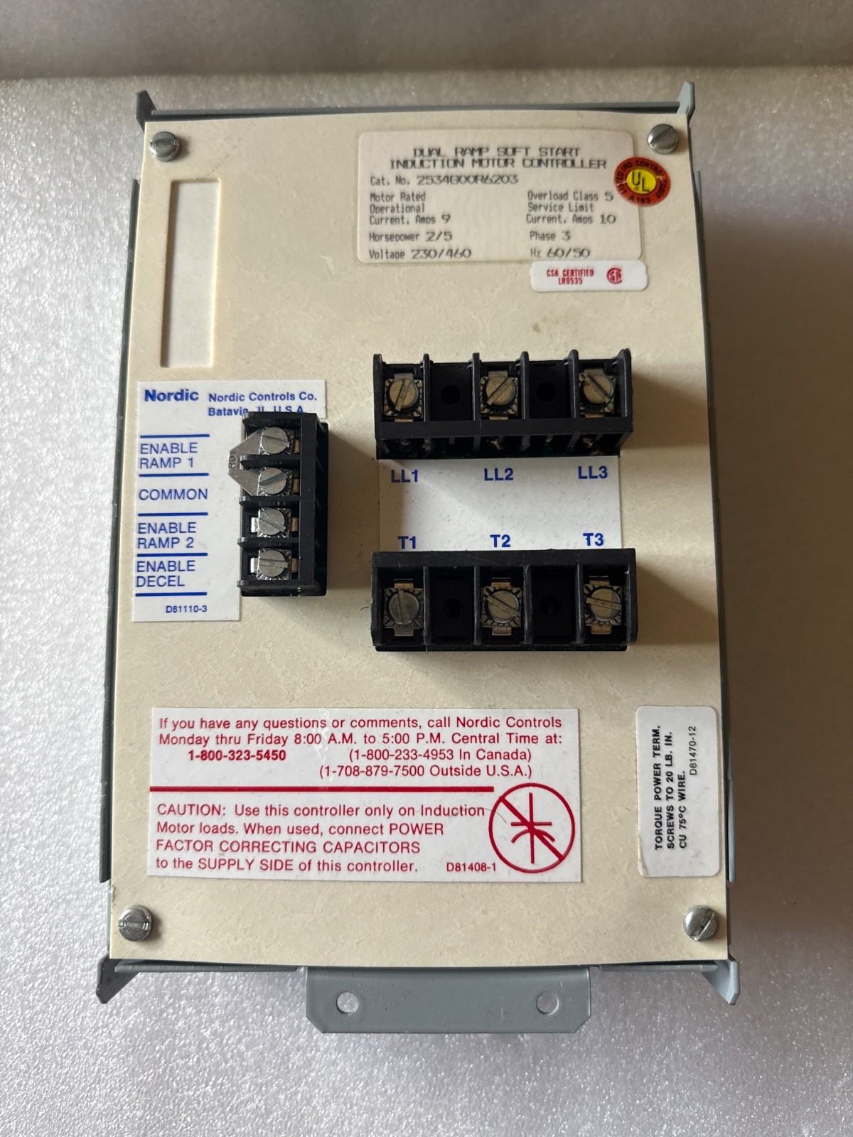 Nordic 2534100 Dual Ramp Induction Motor Controller, Soft Start