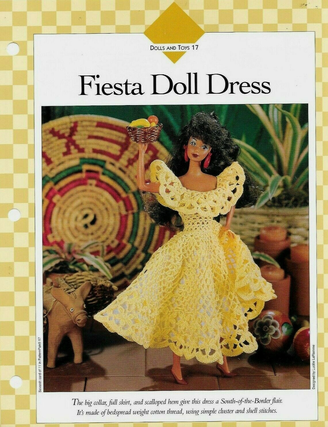 NEW FIESTA DOLL DRESS FASHION DOLL VANNA'S CROCHET PATTERN INSTRUCTIONS
