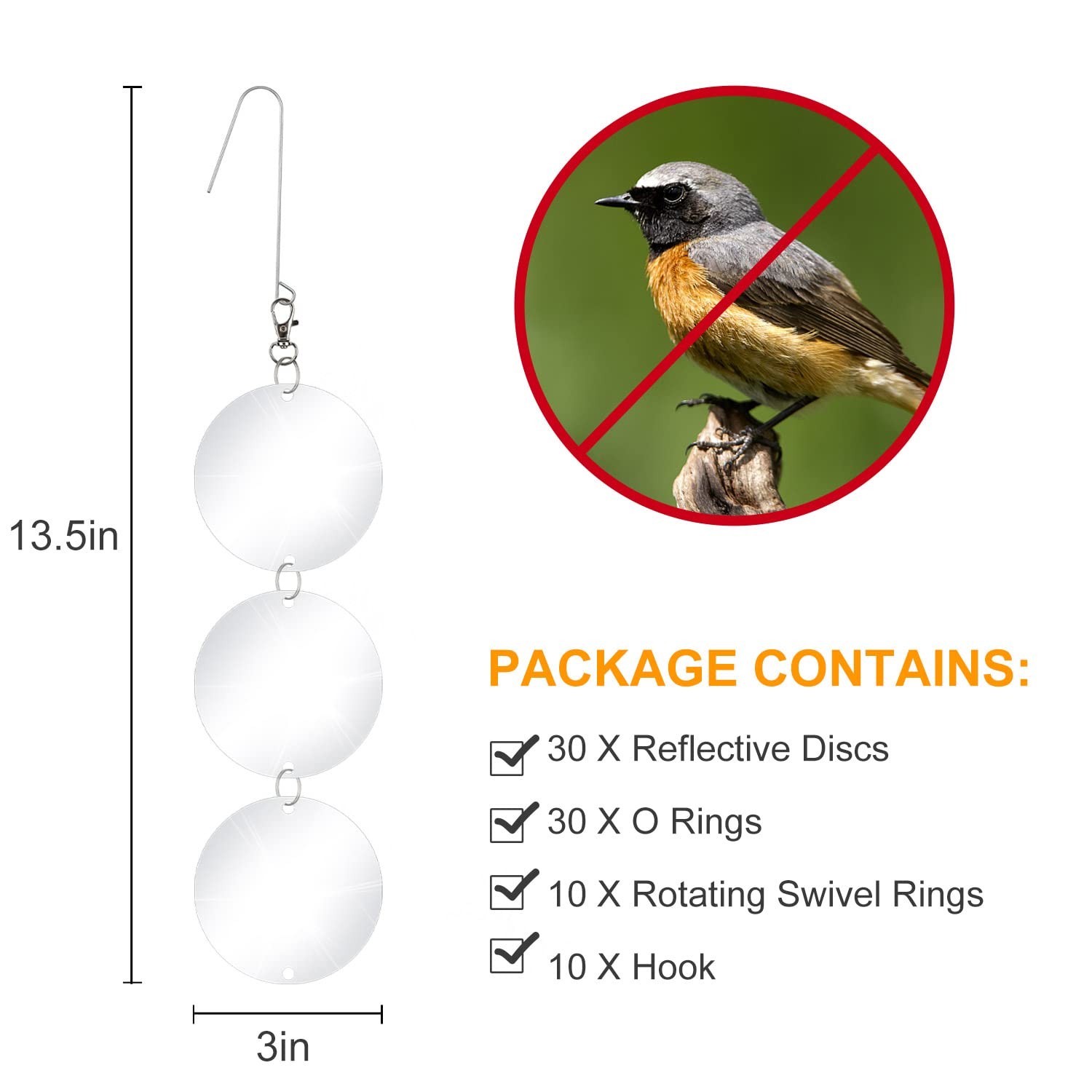 30 Pack Bird Scare Discs Set-Highly Reflective Double-Sided Bird Reflectors