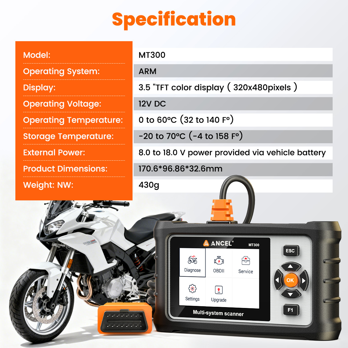 Motorcycle Scanner Full System Diagnostic Tool OBD2 Scanner for BMW Code Reader
