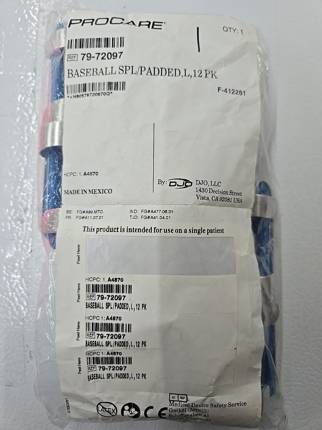 New Lot of 12 ProCare Baseball SPL/Padded Finger Splint Large 79-72097