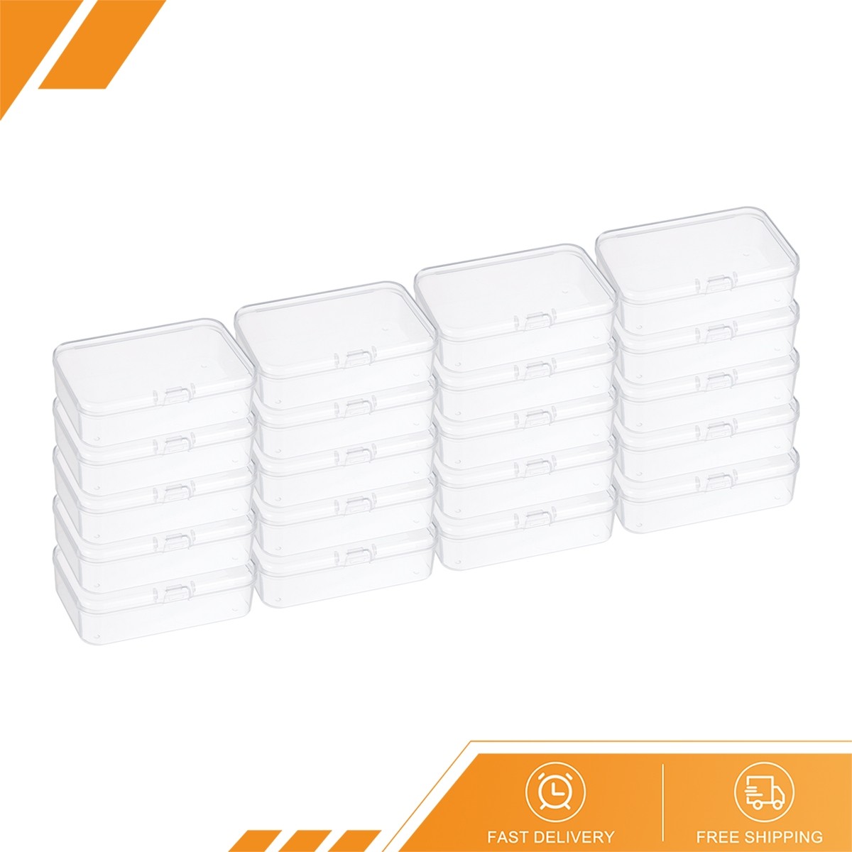 20 PCS 3.3x2.2x1 Inch Plastic Clear Storage Box with Hinged Lid
