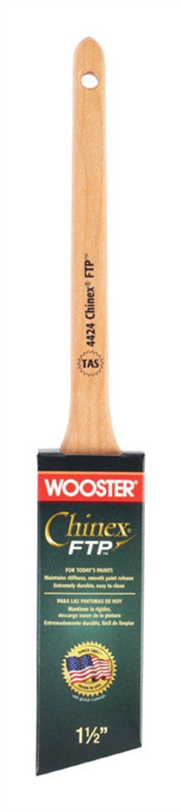 Wooster 4424-1 1/2 Chinex FTP Sash Wood Handle Angle Paint Brush 1-1/2 W in.