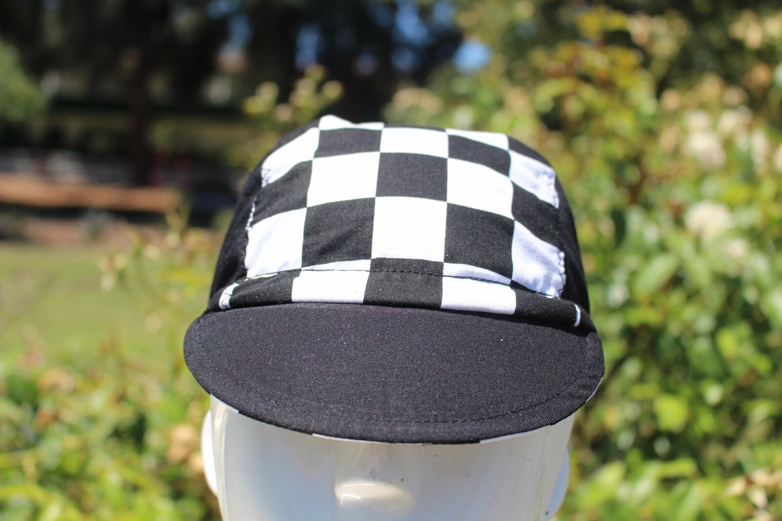 CYCLING CAP CHECKERBOARD CENTER HANDMADE IN USA   S M L