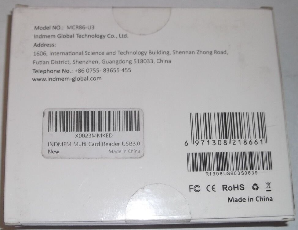 INDMEM MCR86-U3 USB-C MULTI CARD READER USB3.0 NEW