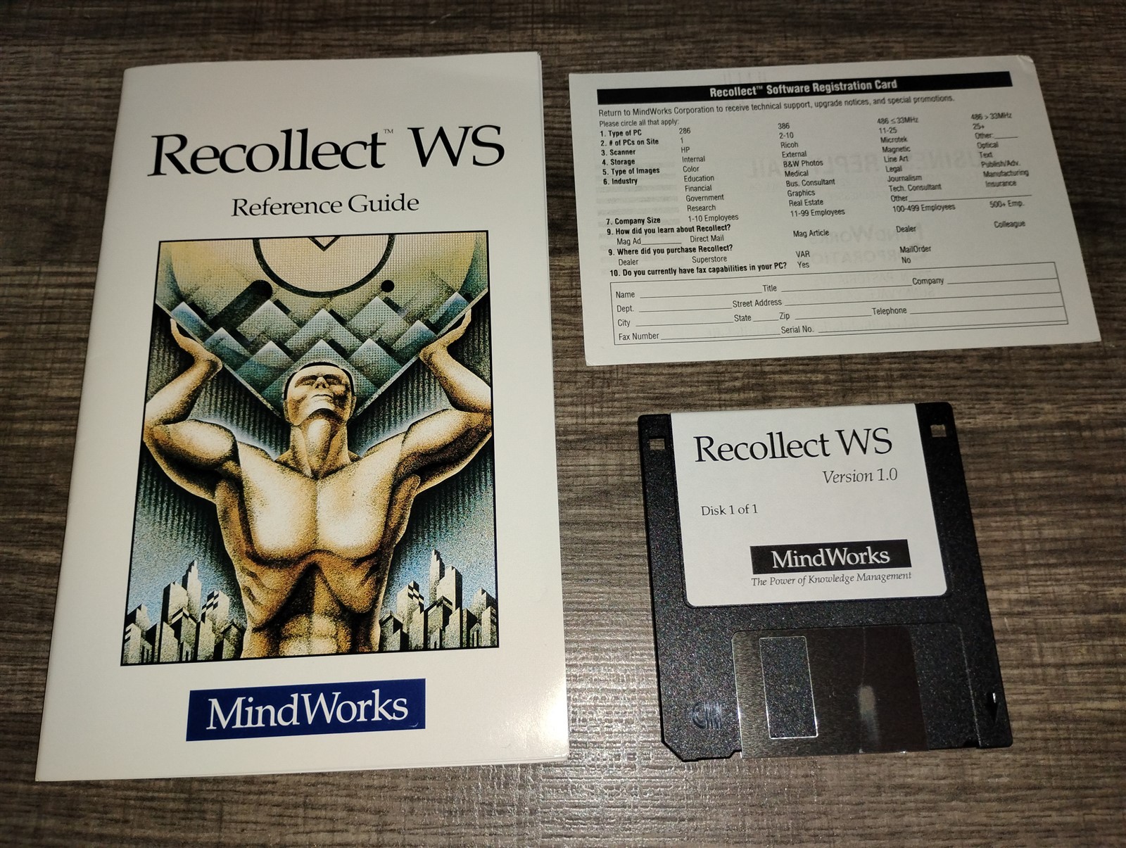MindWorks Recollect WS v 1.0 PC 3.5" High Density Floppy Disk 1994 Windows 3.1