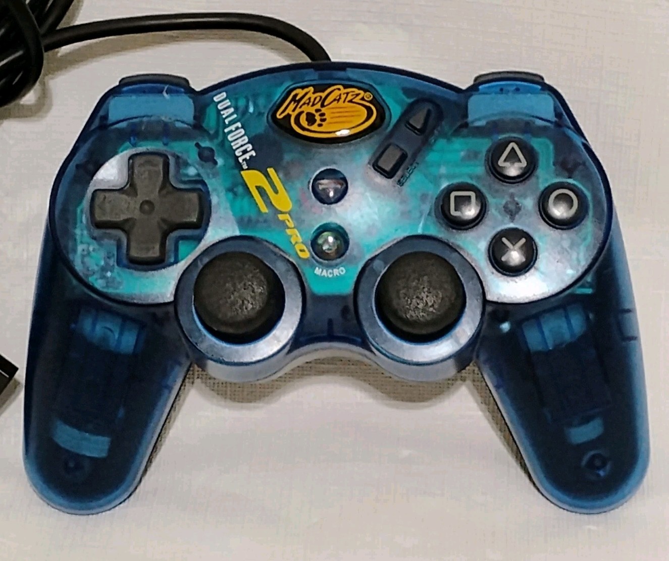 Mad Catz Dual Force 2 Pro Blue Clear Controller For Sony PlayStation 2 PS2