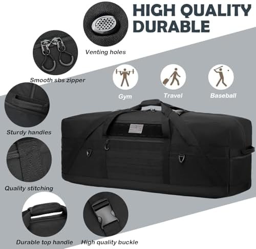 45" Extra Large Duffle Bag, Heavy Duty Duffle Bag with Multiple Pockets | Per...