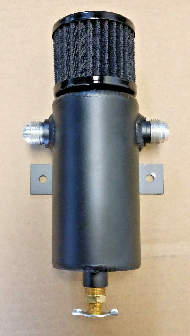 AN12 Black Baffled Aluminum Oil Catch Can Breather Tank