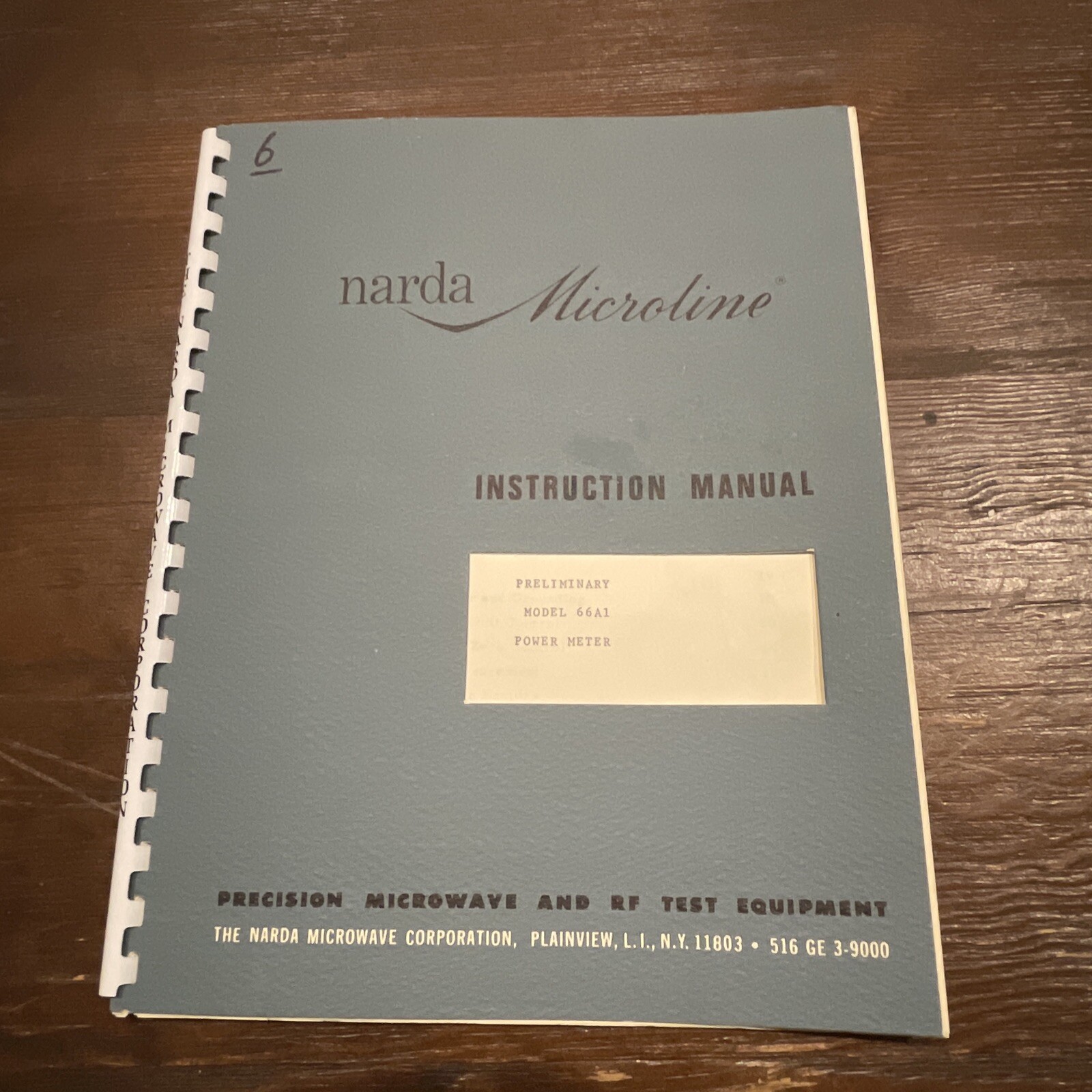 Narda Microline Model 66A1 Power Meter Preliminary Instruction Manual