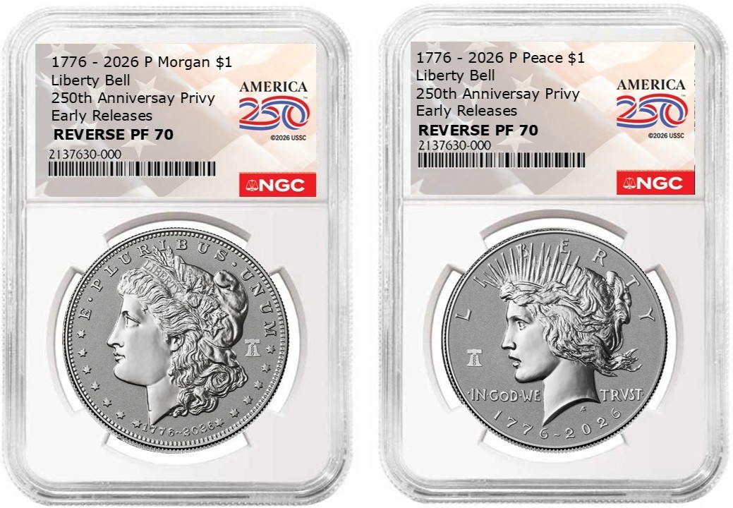 2026 Morgan &Peace Silver $1 Reverse Liberty Bell Reverse NGC PF70 ER #2830