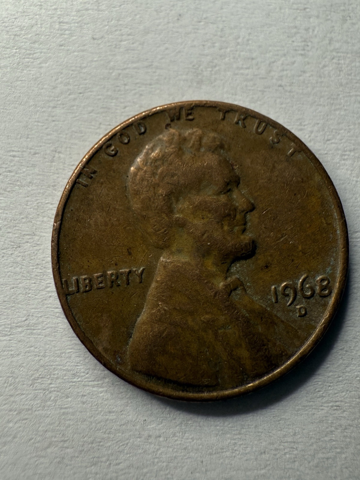 1968-D Penny Lincoln w/ Rim Error. Collectable Coin.