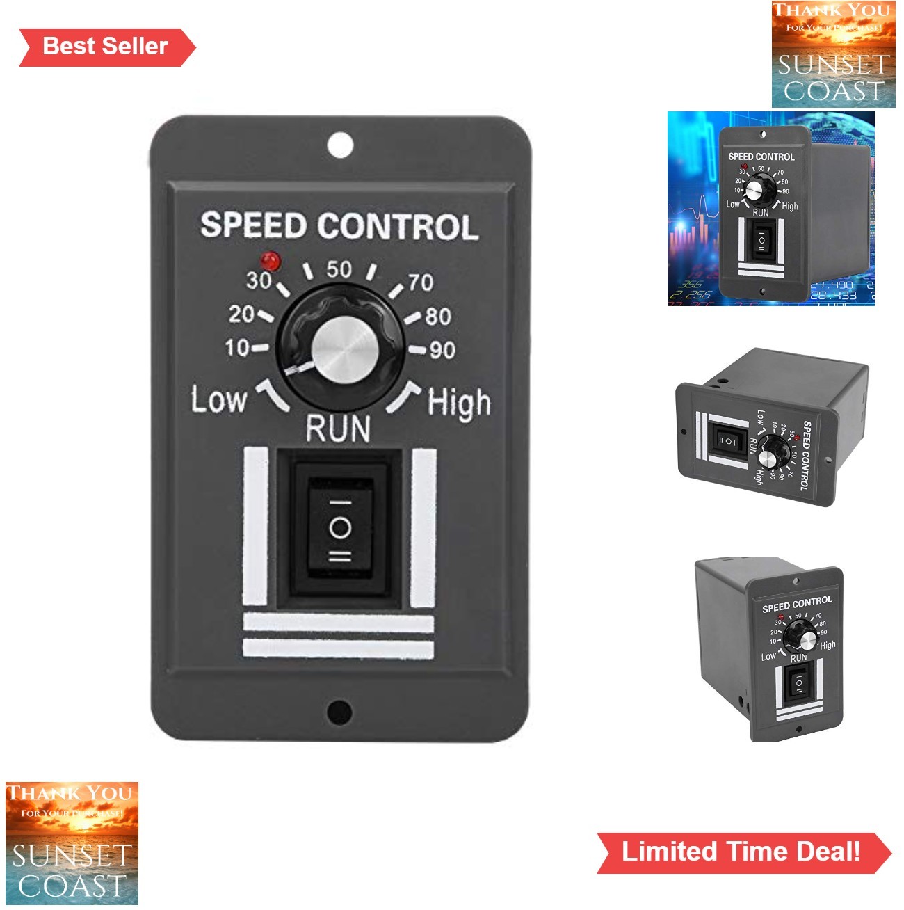 DC Motor Speed Controller 12V-60V 20A Forward Reverse Electric Motor Regulator
