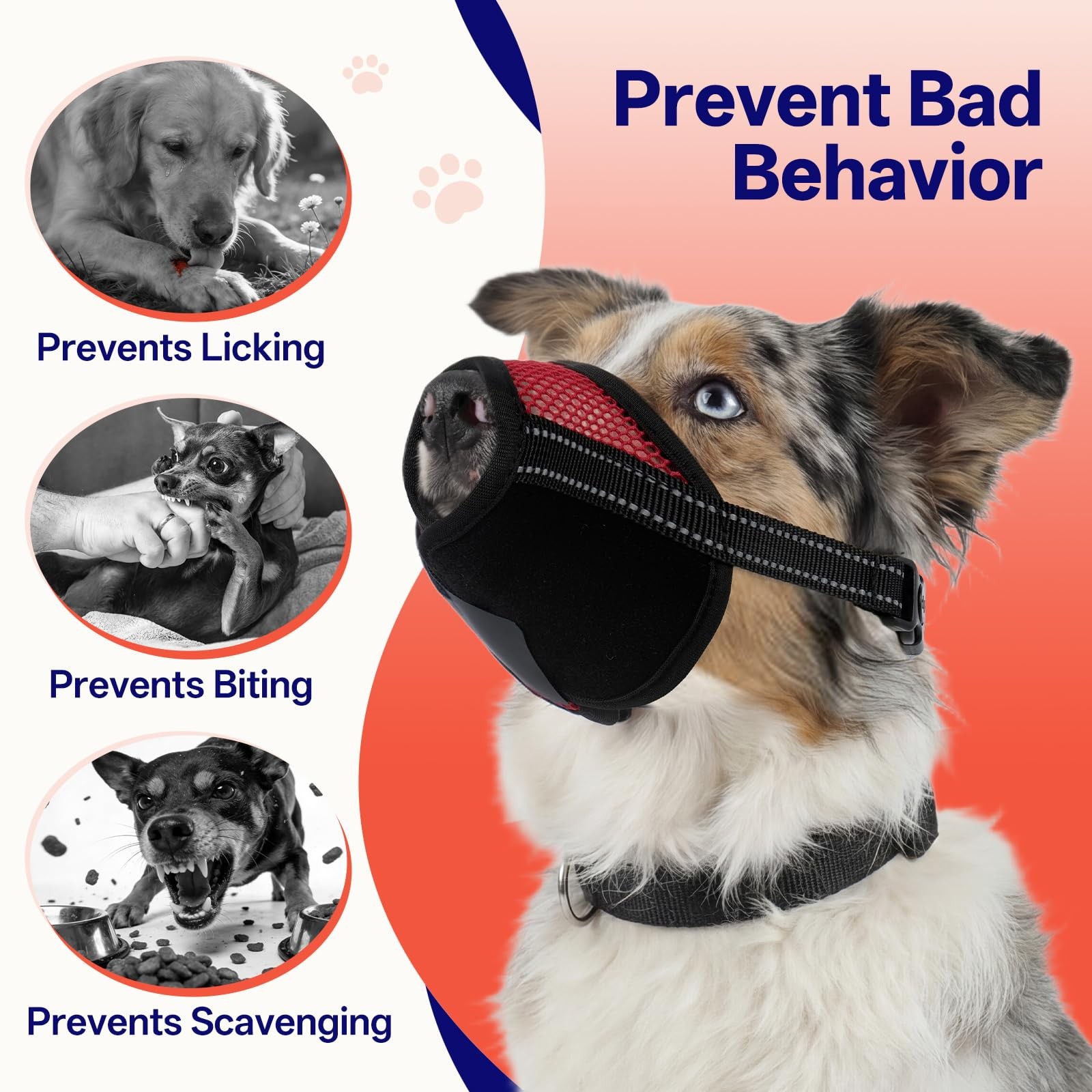 SeranPup 2pk Red Mesh Dog Muzzle Large