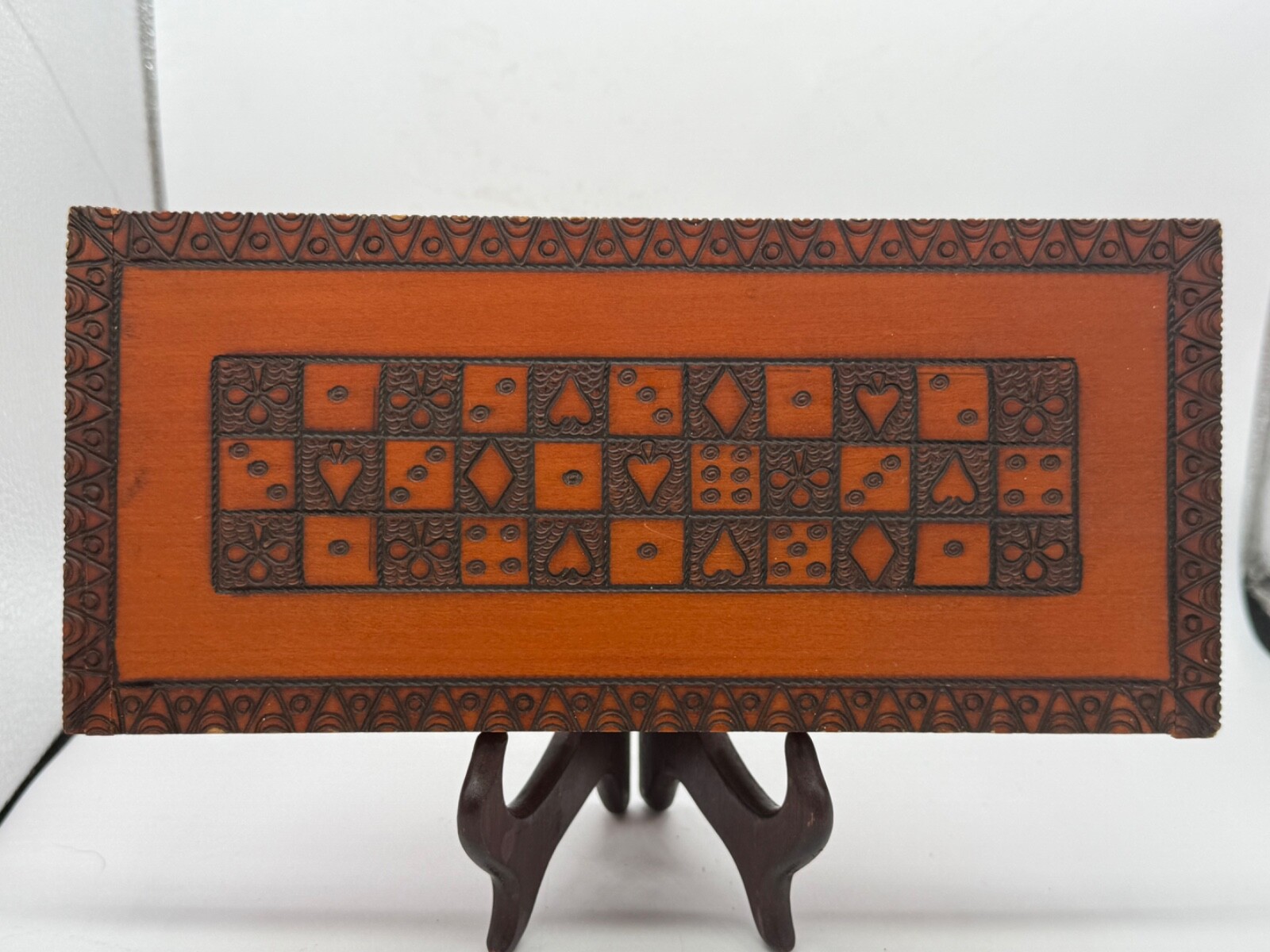Souvenir, rectangular, wood box with hand crafted design