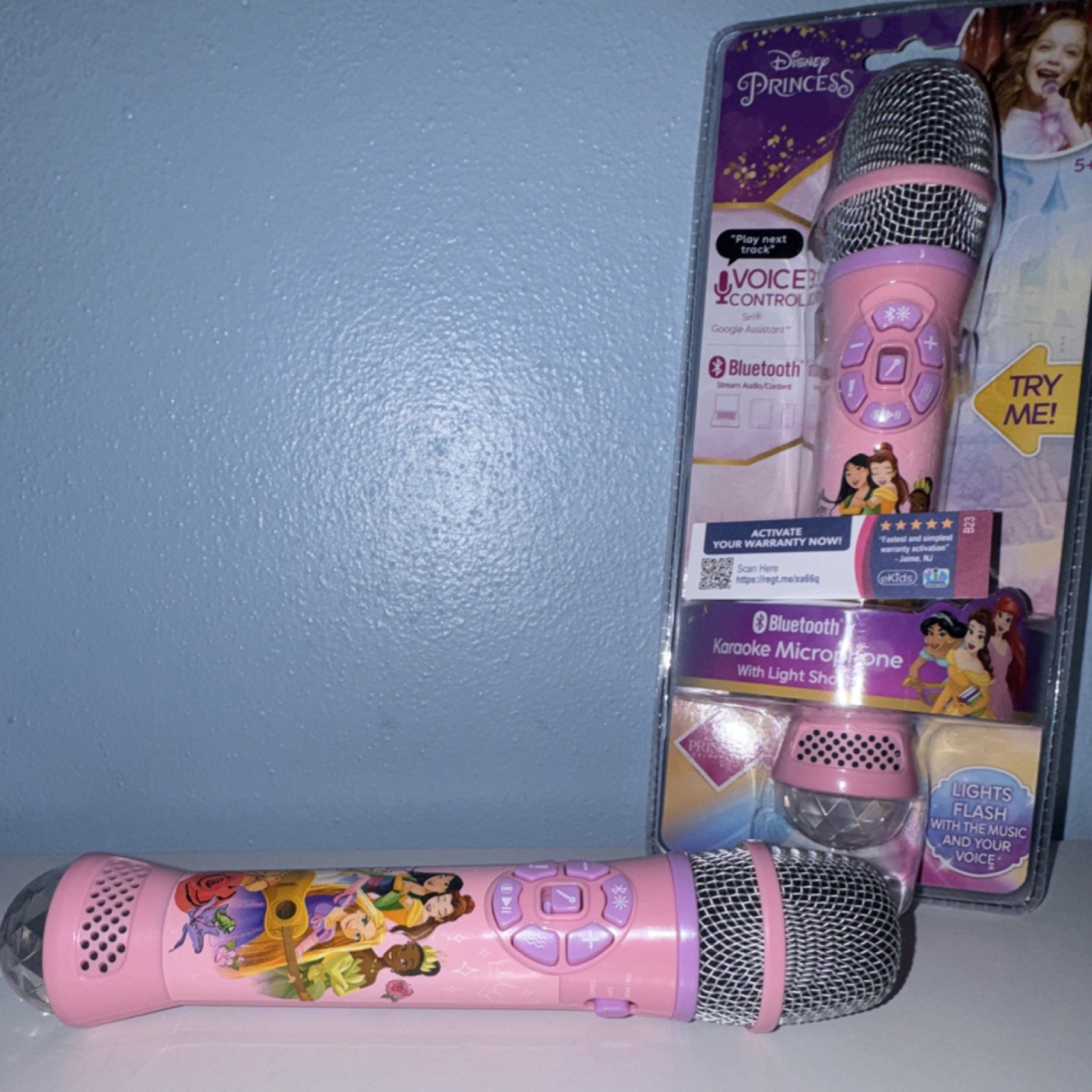 Disney Princess Bluetooth Karaoke Microphone Voice Control LED Warranty Included