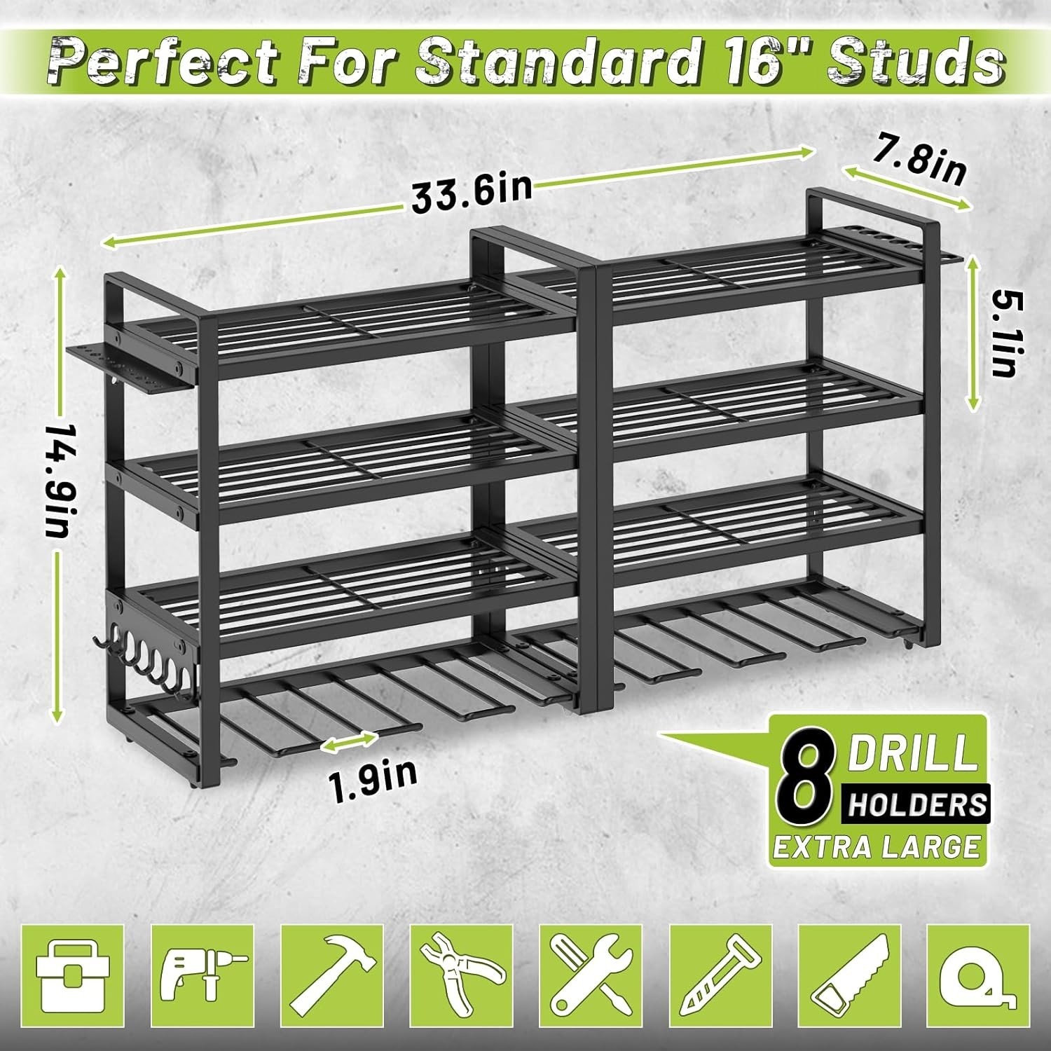 Heavy Duty Power Tool Organizer Wall Mount