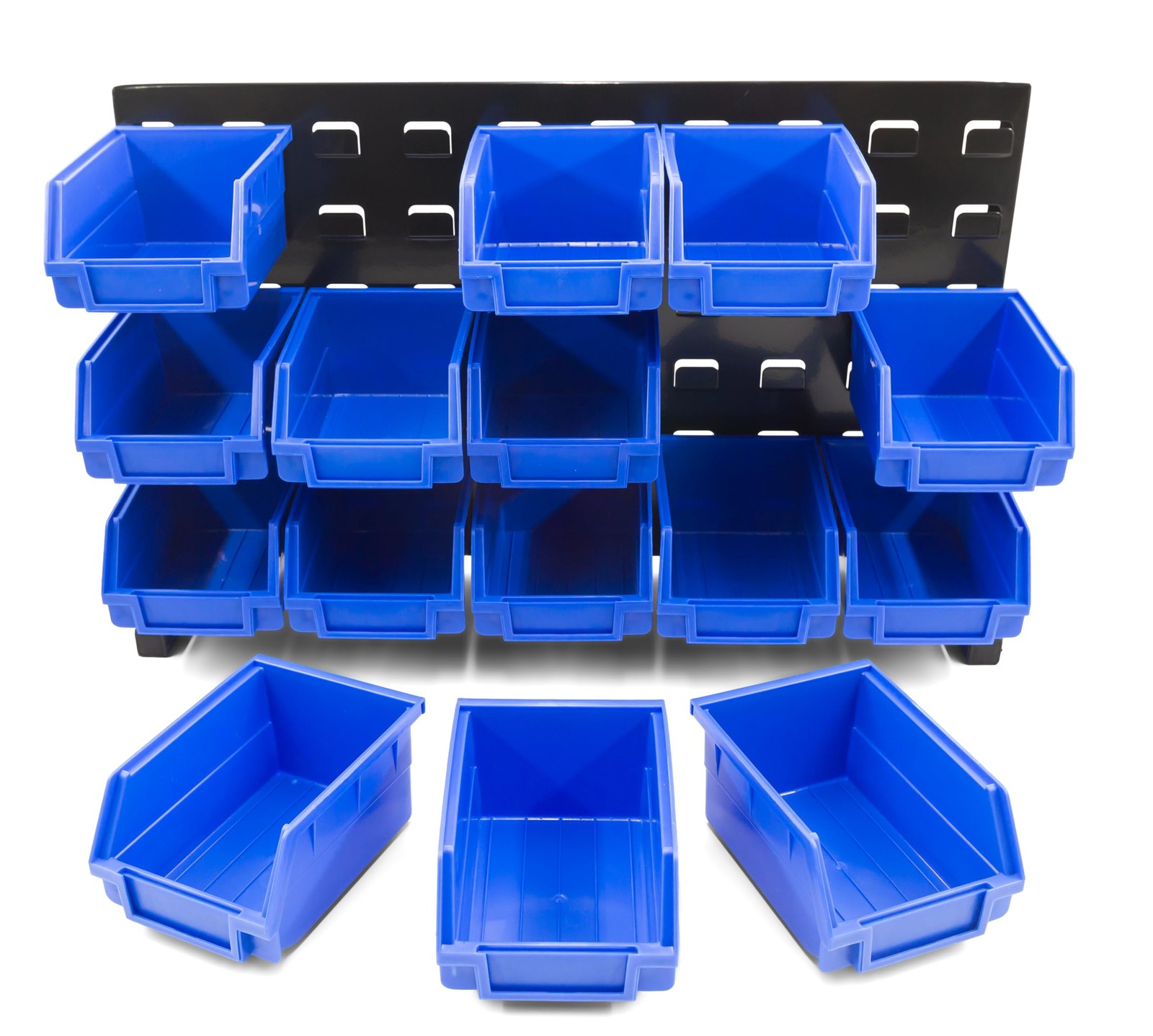 Heavy Duty Storage Bin Set & Steel Panel for Hanging Bin, Bench Mountable Ste...