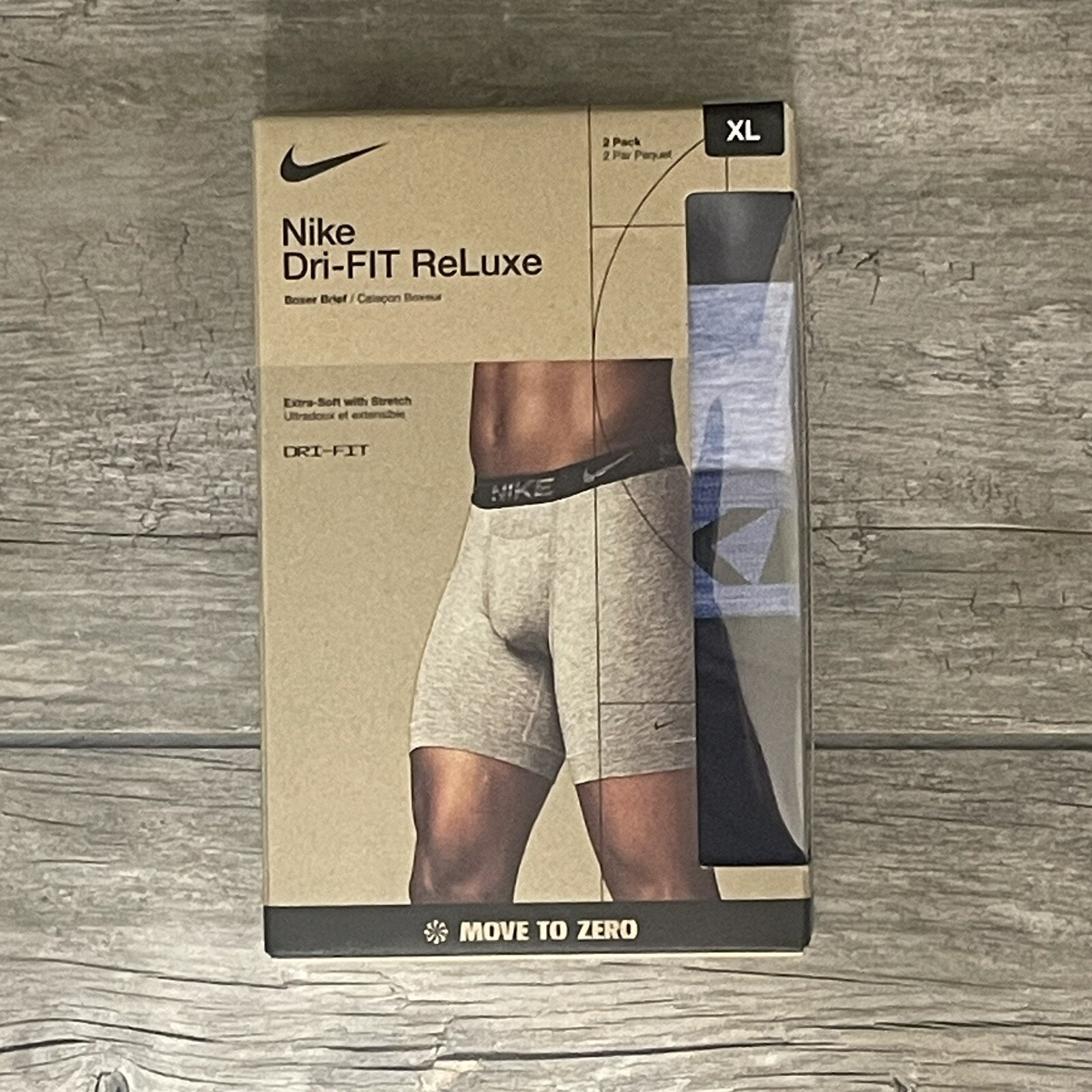 Nike Dri-FIT ReLuxe Boxer Briefs Mens XL Waist (40-42) Blue Stretch 2 Pack