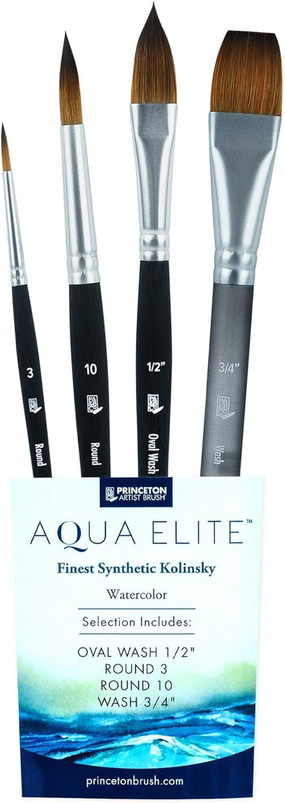 Artist Brush Co Aqua Elite 4850 Series - 4Pc Watercolor Brush Set - Synthetic Wa