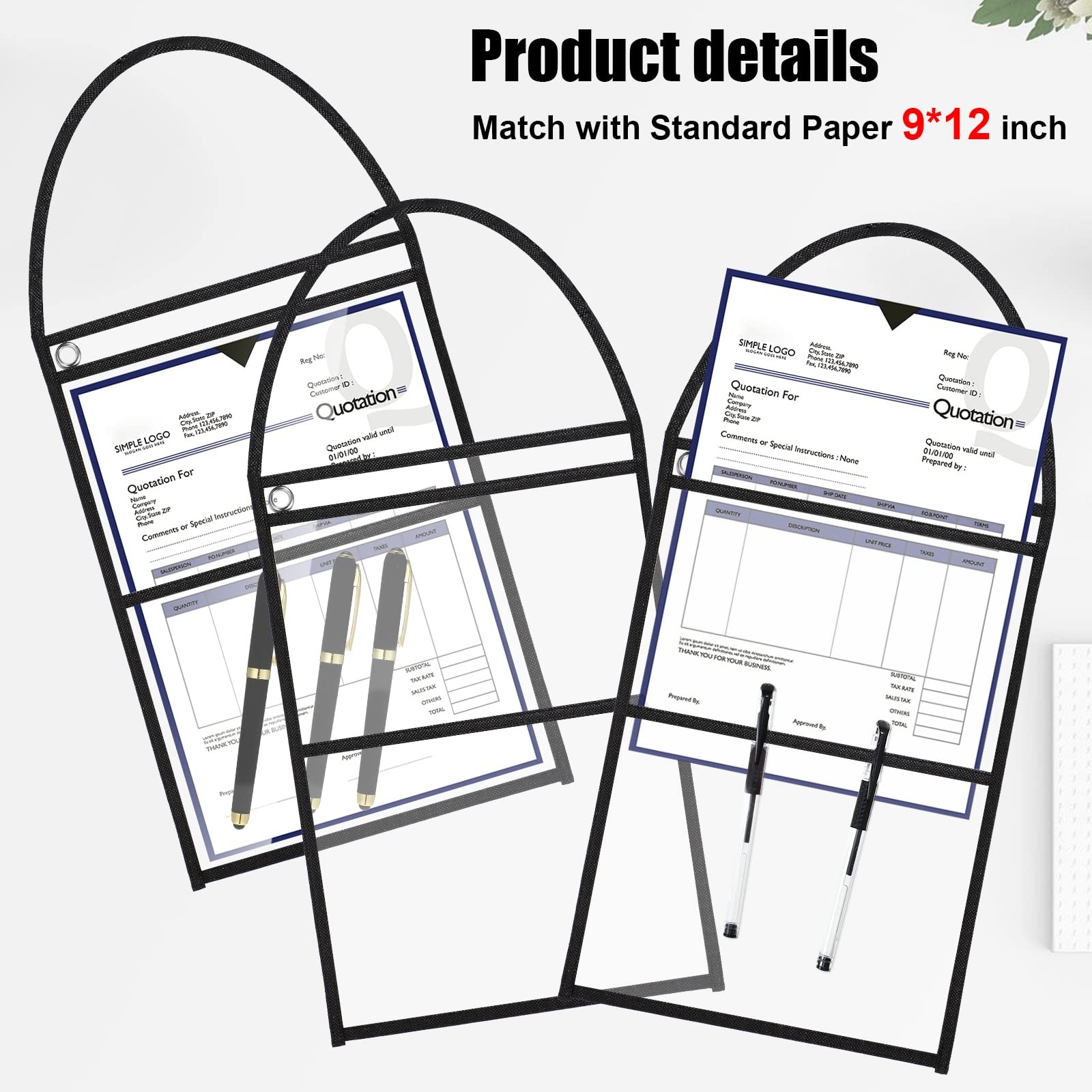 Epakh 30 Pack Shop Ticket Holders 9 x 12 Inch Work Order Plastic Black