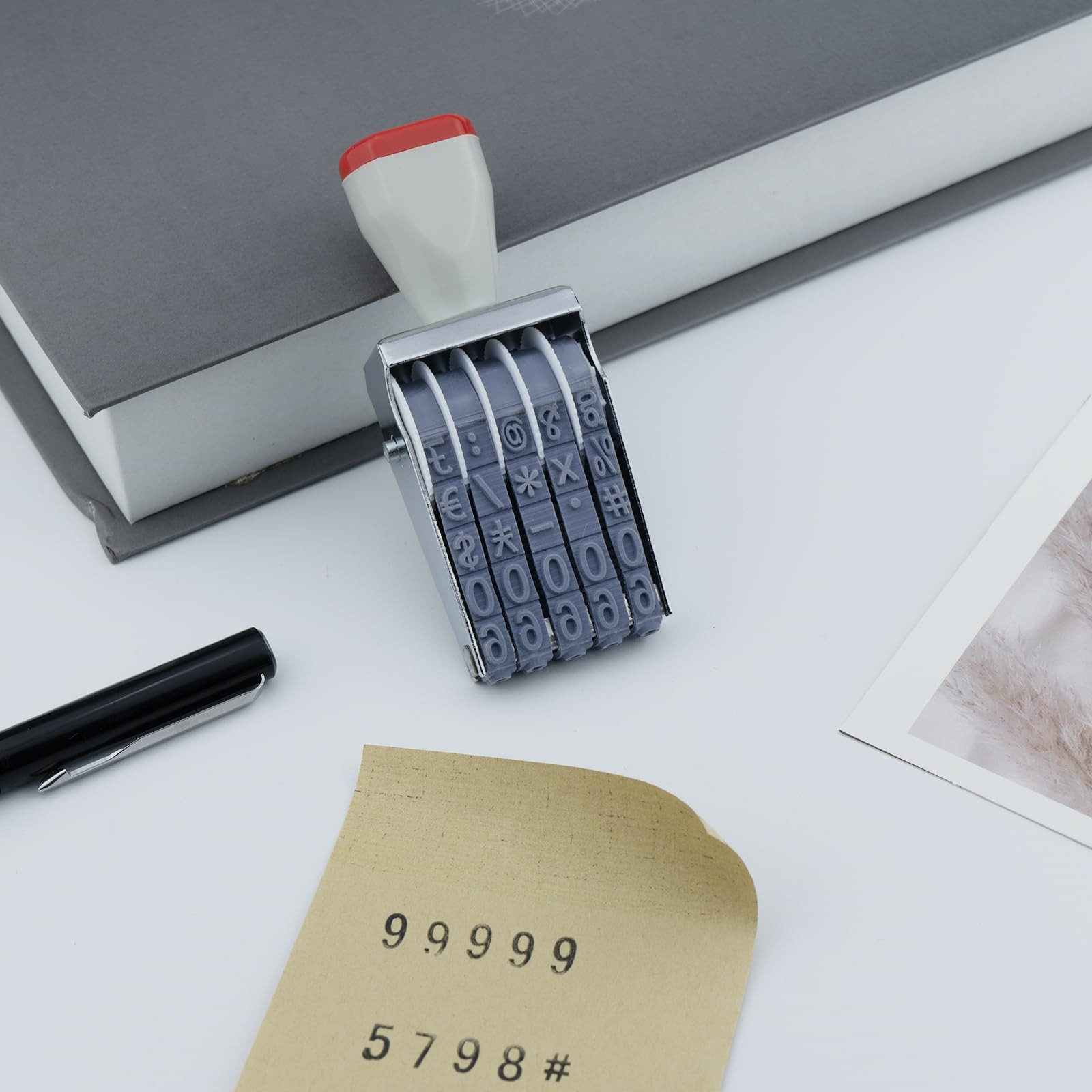 5 Digit Number Stamp by ,Rubber Changeable Office Date Stamp Rotating Adjusta
