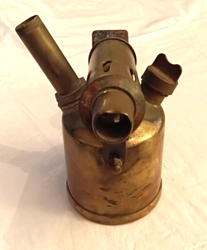 Vintage Brass Handheld Torch Not Complete 7" Tall Untested