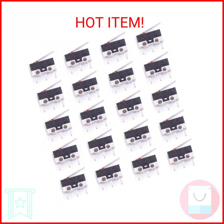 DAOKI 20Pcs Micro Switch AC 1A 125V 3Pin SPDT NO+NC Hinge Lever Momentary Push B