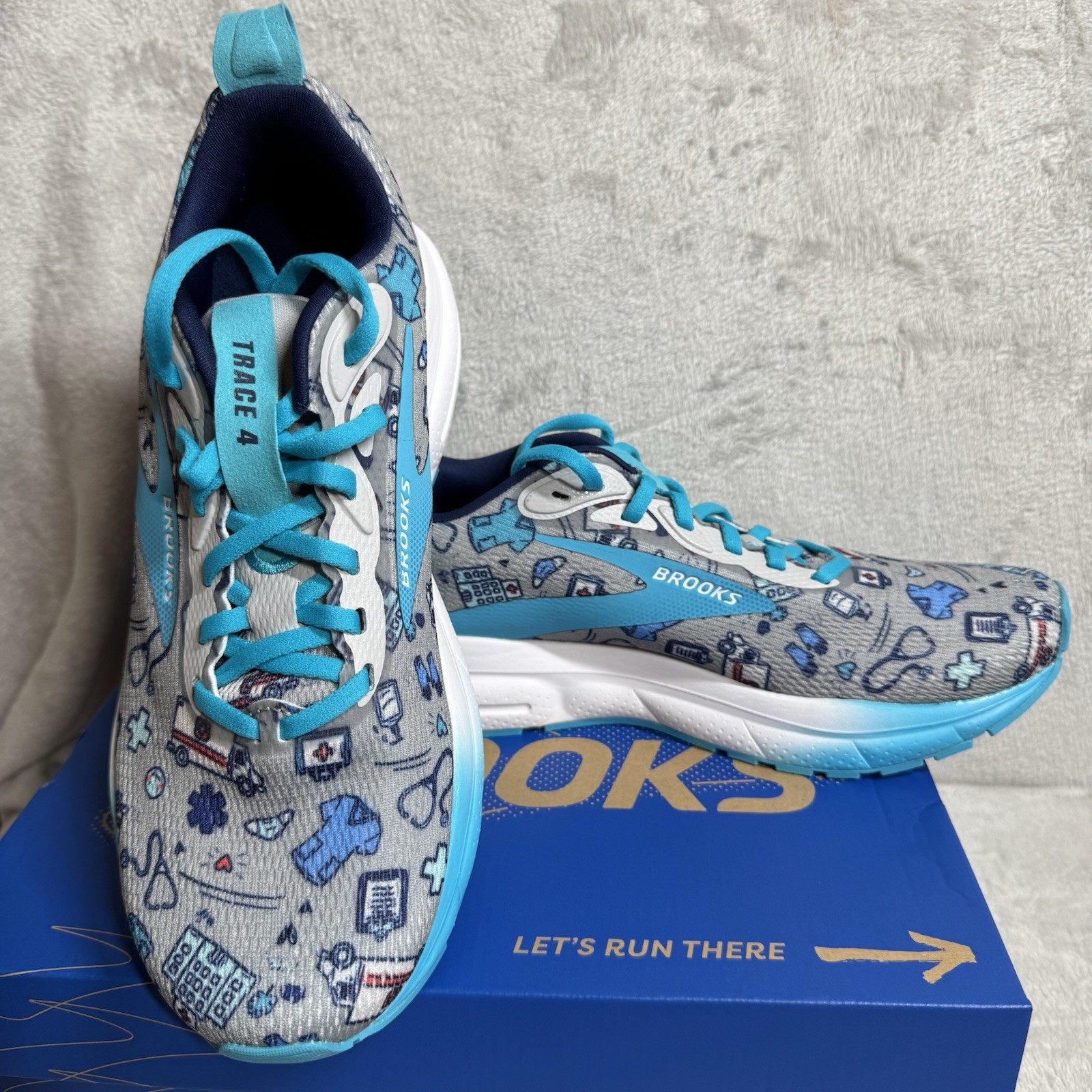 Brooks NEW Womens shoes 8M Trace 4 Hero Medical Running 120441 1B 052 Gray/Blue