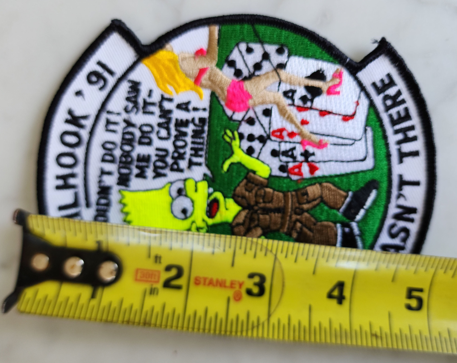 Vintage US Navy Tailhook '91 I Wasn't There Bart Simpson Embroidered Patch