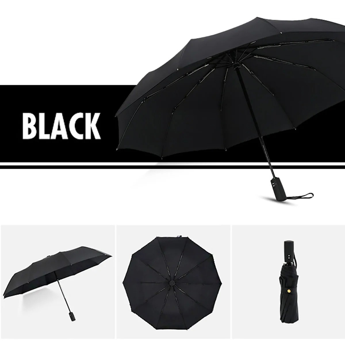 Strong Windproof Compact Umbrella Automatic Open Close Rain Travel Umbrella