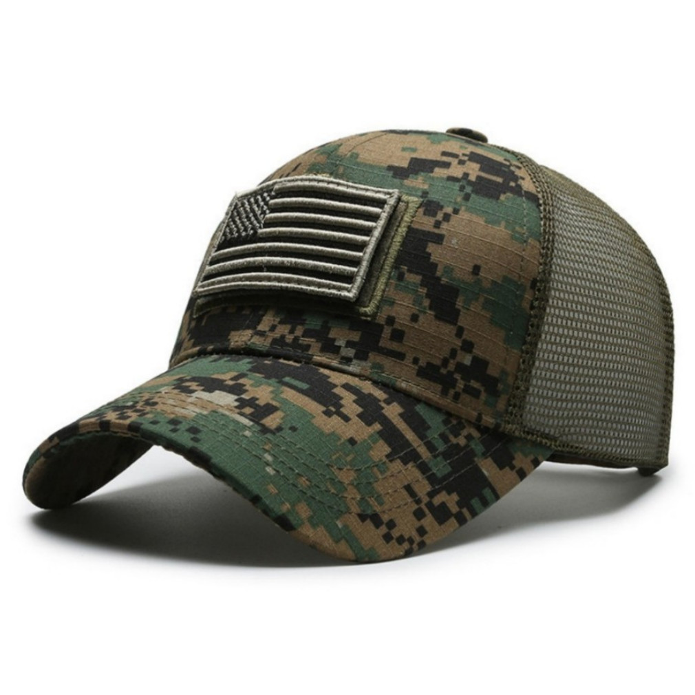 Baseball Cap USA Flag American Men Hat Detachable Patch Mesh Tactical Army Caps